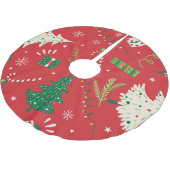 ヴィンテージクリスマスツリー:装飾デザイン。 ブラッシュドポリエステルツリースカート (アングル)