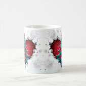 ヴィンテージクリスマスツリー、赤/ティール(緑がかった色) – 白いハンドル コーヒーマグカップ (中央)