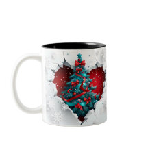 ヴィンテージクリスマスツリー、赤/ティール（緑がかった色） – 白いハンドル