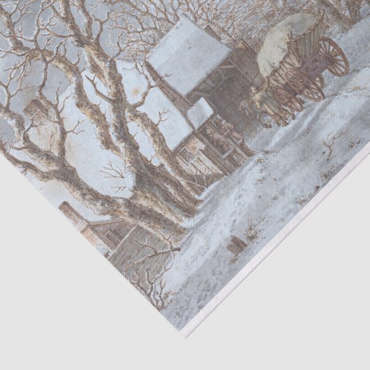 ヴィンテージクリスマスティッシュペーパー冬のシーン 薄葉紙 (詳細)