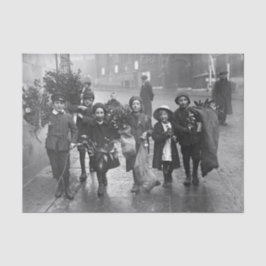 ヴィンテージクリスマスティッシュペーパーCHILDREN HOLLY 1915 薄葉紙