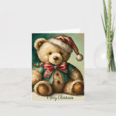 ヴィンテージクリスマステディベア カード (正面)