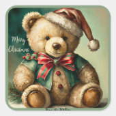 ヴィンテージクリスマステディベア スクエアシール (正面)