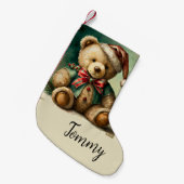 ヴィンテージクリスマステディベア スモールクリスマスストッキング (正面 (吊り時))