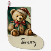 ヴィンテージクリスマステディベア スモールクリスマスストッキング (正面)