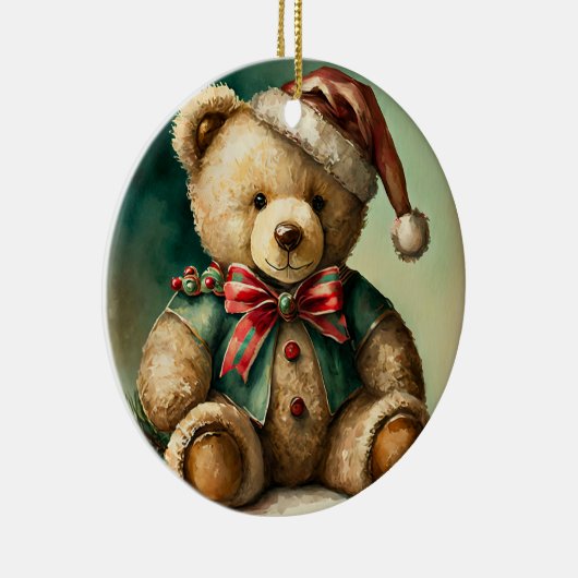 ヴィンテージクリスマステディベア セラミックオーナメント (右)
