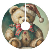 ヴィンテージクリスマステディベア ブラッシュドポリエステルツリースカート (正面)