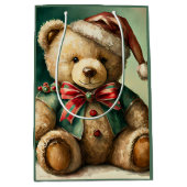 ヴィンテージクリスマステディベア ミディアムペーパーバッグ (正面)