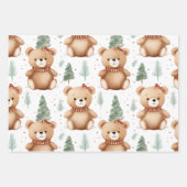 ヴィンテージクリスマステディベア ラッピングペーパーシート (正面)