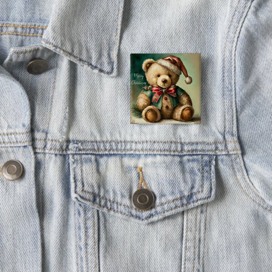 ヴィンテージクリスマステディベア 缶バッジ (インサイチュ)
