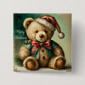 ヴィンテージクリスマステディベア 缶バッジ (正面)