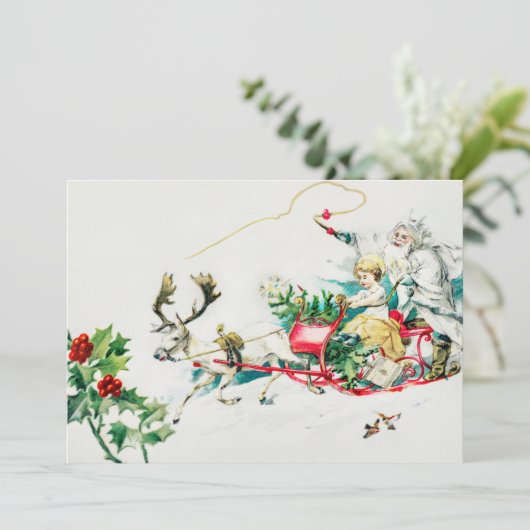 ヴィンテージクリスマスディアカー絵画ト シーズンカード (スタンド正面)