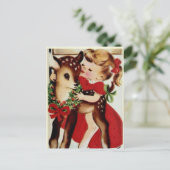 ヴィンテージクリスマスディアチャイルドホリディポストカード シーズンポストカード (スタンド正面)