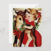 ヴィンテージクリスマスディアチャイルドホリディポストカード シーズンポストカード (正面/裏面)