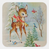 ヴィンテージクリスマスディアホリデーシール スクエアシール (正面)