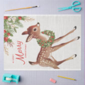 ヴィンテージクリスマスディアーとリース 薄葉紙 (クラフト)