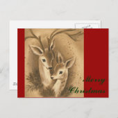 ヴィンテージクリスマスディアー シーズンポストカード (正面/裏面)