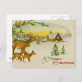 ヴィンテージクリスマスディアー シーズンポストカード (正面/裏面)