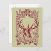 ヴィンテージクリスマスディアー シーズンポストカード (正面/裏面)