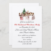 ヴィンテージクリスマスディナーパーティの招待状 招待状 (正面/裏面)