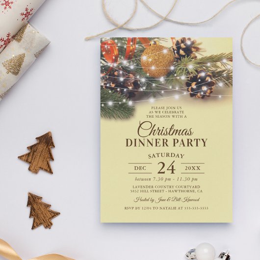ヴィンテージクリスマスディナーパーティー 招待状