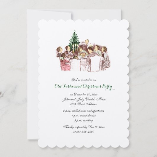 ヴィンテージクリスマスディナーホリデーパーティー招待状 招待状 (正面)