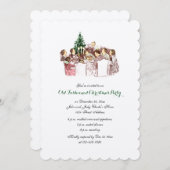 ヴィンテージクリスマスディナーホリデーパーティー招待状 招待状 (正面/裏面)