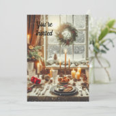 ヴィンテージクリスマスディナー/パーティー休日 招待状 (スタンド正面)