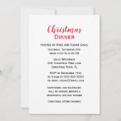 ヴィンテージクリスマスディナー/パーティー休日 招待状 (裏面)
