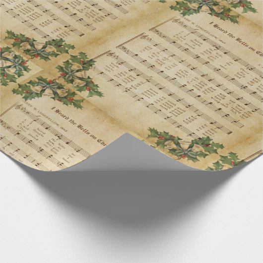 ヴィンテージクリスマスデイキャロルの鐘を聞いた ラッピングペーパー (角)