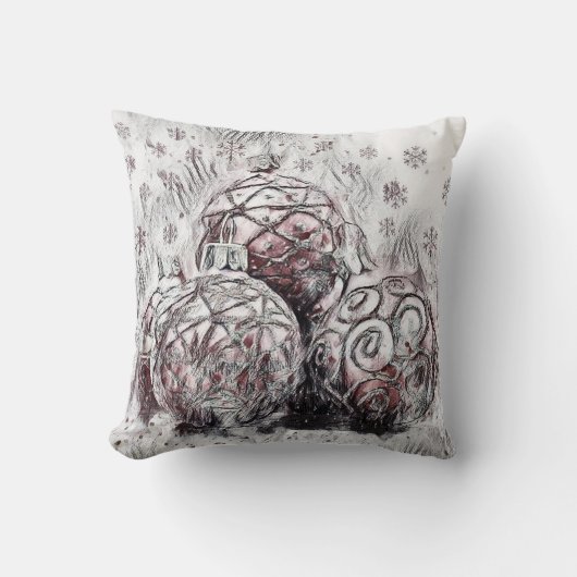 ヴィンテージクリスマスデコレーションオーナメントランチョンマット クッション (正面)