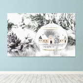 ヴィンテージクリスマスデコレーションオーナメント キャンバスプリント (インサイチュ (ウッドフロア))