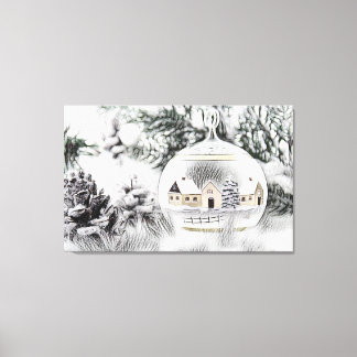 ヴィンテージクリスマスデコレーションオーナメント キャンバスプリント