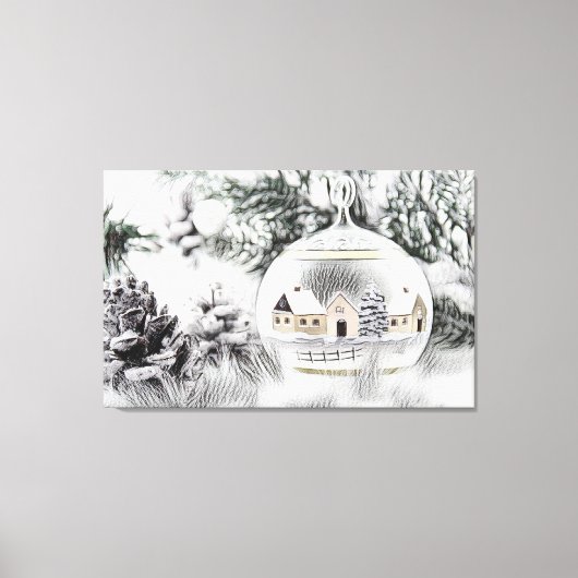 ヴィンテージクリスマスデコレーションオーナメント キャンバスプリント (正面)