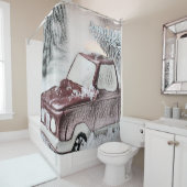 ヴィンテージクリスマスデコレーションオーナメント シャワーカーテン (インサイチュ)