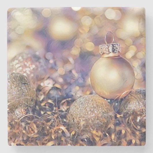 ヴィンテージクリスマスデコレーションオーナメント ストーンコースター (正面)