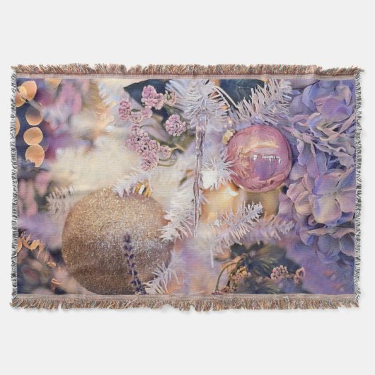 ヴィンテージクリスマスデコレーションオーナメント スローブランケット (正面)