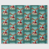 ヴィンテージクリスマスデコレーションレッドグリッターガール ラッピングペーパー (フラット)