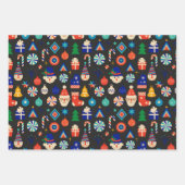 ヴィンテージクリスマスデコレーション，オーナメントコラージュ ラッピングペーパーシート (正面2)