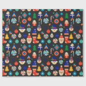 ヴィンテージクリスマスデコレーション，オーナメントコラージュ ラッピングペーパー (フラット)