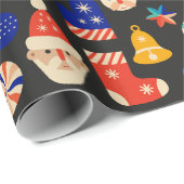 ヴィンテージクリスマスデコレーション，オーナメントコラージュ ラッピングペーパー (ロールコーナー)