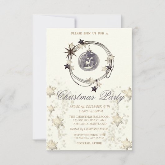ヴィンテージクリスマスデコレーション スノーフレーク カンパニー 招待状 (正面)