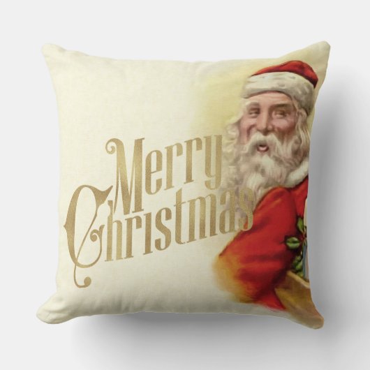 ヴィンテージクリスマスデコールサンタクロース クッション (正面)