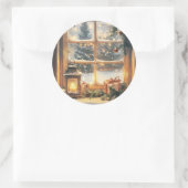 ヴィンテージクリスマスデザイン。ダブル・サイド・アートSanta ラウンドシール (バッグ)