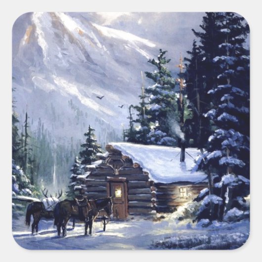 ヴィンテージクリスマスデー スクエアシール (正面)