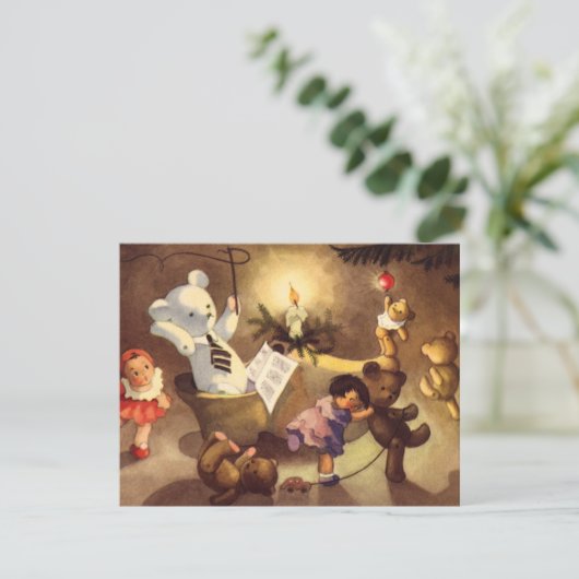 ヴィンテージクリスマストイズ&テディベアズ招待状 招待状 (スタンド正面)