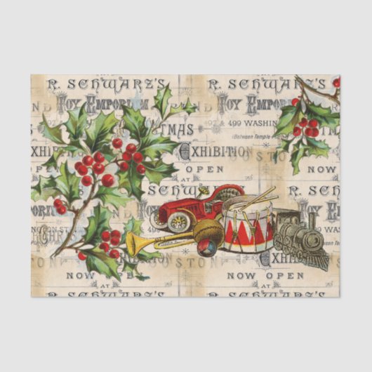 ヴィンテージクリスマストイズ&ホリーティッシュペーパー 薄葉紙 (正面)