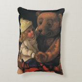 ヴィンテージクリスマストイズ、人形とテディベア アクセントクッション (裏面(縦))