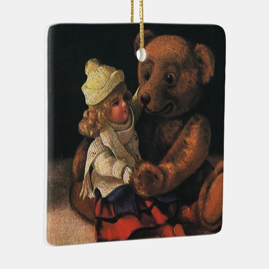 ヴィンテージクリスマストイズ、人形とテディベア セラミックオーナメント (右)