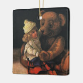 ヴィンテージクリスマストイズ、人形とテディベア セラミックオーナメント (左)